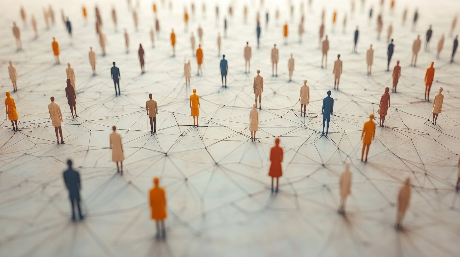 Figures humanes connectades per línies que simbolitzen comunitat i suport a SOMTRIBU